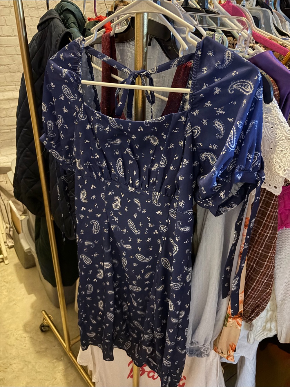 Altar'd State Navy Blue Paisley Mini Dress